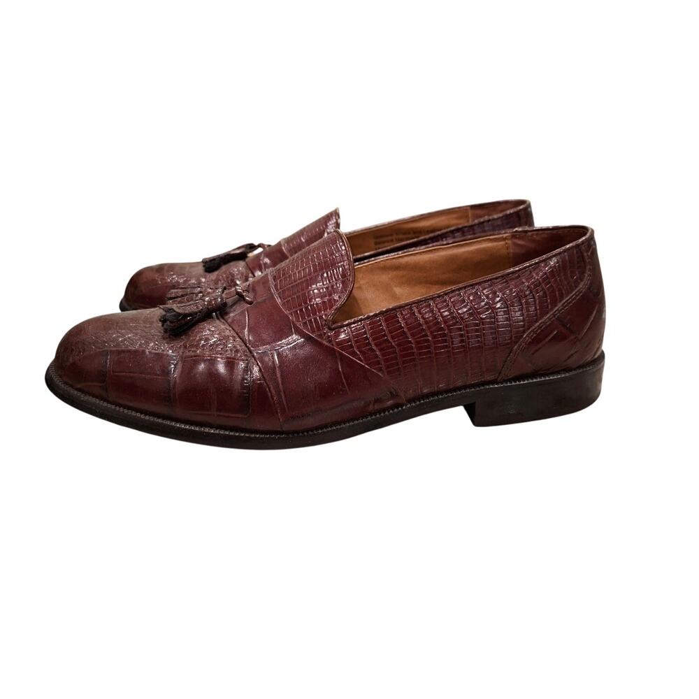 Stacy Adams Mens Loafers Genuine Snakeskin Brown Sz 9 23059-03 Tassel